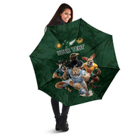 Custom Rugby Southern Hemisphere Umbrella Argentina AUNZ South Africa Mascot Green - Polynesian Pride