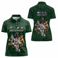 Custom Rugby Southern Hemisphere Women Polo Shirt Argentina AUNZ South Africa Mascot Green - Polynesian Pride