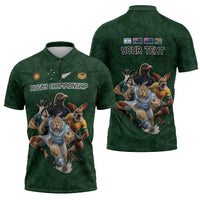 Custom Rugby Southern Hemisphere Zipper Polo Shirt Argentina AUNZ South Africa Mascot Green - Polynesian Pride