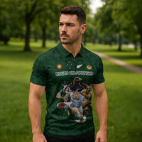 Custom Rugby Southern Hemisphere Zipper Polo Shirt Argentina AUNZ South Africa Mascot Green - Polynesian Pride