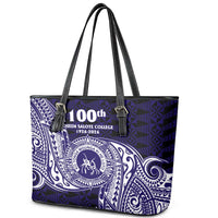 Tonga Queen Salote College 100th Years Leather Tote Bag Est 1926 Tongan Ngatu Tapa - Polynesian Pride