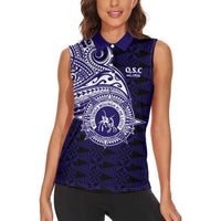 Tonga Queen Salote College 100th Years Women Sleeveless Polo Shirt Est 1926 Tongan Ngatu Tapa - Polynesian Pride