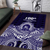 Tonga Queen Salote College 100th Years Area Rug Blue Tonga Kupesi Uniquely Pacific Art - Polynesian Pride