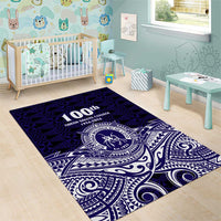 Tonga Queen Salote College 100th Years Area Rug Blue Tonga Kupesi Uniquely Pacific Art - Polynesian Pride