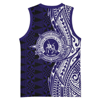 Tonga Queen Salote College 100th Years Basketball Jersey Blue Tonga Kupesi Uniquely Pacific Art - Polynesian Pride