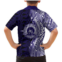 Tonga Queen Salote College 100th Years Family Matching Mermaid Dress and Hawaiian Shirt Blue Tonga Kupesi Uniquely Pacific Art - Polynesian Pride