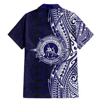 Tonga Queen Salote College 100th Years Family Matching Summer Maxi Dress and Hawaiian Shirt Blue Tonga Kupesi Uniquely Pacific Art - Polynesian Pride