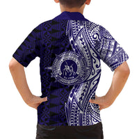 Tonga Queen Salote College 100th Years Family Matching Tank Maxi Dress and Hawaiian Shirt Blue Tonga Kupesi Uniquely Pacific Art - Polynesian Pride