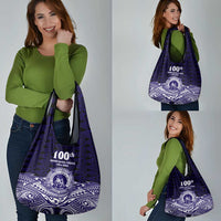 Tonga Queen Salote College 100th Years Grocery Bag Blue Tonga Kupesi Uniquely Pacific Art - Polynesian Pride