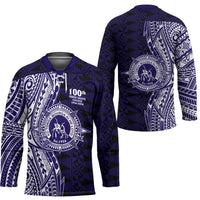 Tonga Queen Salote College 100th Years Hockey Jersey Blue Tonga Kupesi Uniquely Pacific Art - Polynesian Pride