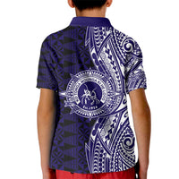 Tonga Queen Salote College 100th Years Kid Polo Shirt Blue Tonga Kupesi Uniquely Pacific Art - Polynesian Pride