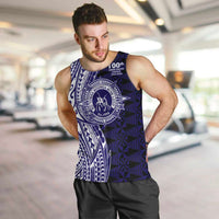 Tonga Queen Salote College 100th Years Men Tank Top Blue Tonga Kupesi Uniquely Pacific Art - Polynesian Pride