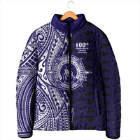Tonga Queen Salote College 100th Years Padded Jacket Blue Tonga Kupesi Uniquely Pacific Art - Polynesian Pride