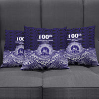 Tonga Queen Salote College 100th Years Pillow Cover Blue Tonga Kupesi Uniquely Pacific Art - Polynesian Pride
