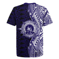 Tonga Queen Salote College 100th Years Rugby Jersey Blue Tonga Kupesi Uniquely Pacific Art - Polynesian Pride