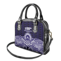 Tonga Queen Salote College 100th Years Shoulder Handbag Blue Tonga Kupesi Uniquely Pacific Art - Polynesian Pride