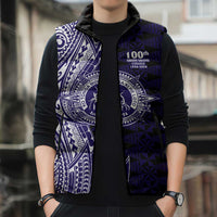 Tonga Queen Salote College 100th Years Sleeveless Puffer Jacket Blue Tonga Kupesi Uniquely Pacific Art - Polynesian Pride