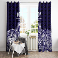 Tonga Queen Salote College 100th Years Window Curtain Blue Tonga Kupesi Uniquely Pacific Art - Polynesian Pride