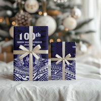 Tonga Queen Salote College 100th Years Wrapping Paper Blue Tonga Kupesi Uniquely Pacific Art - Polynesian Pride