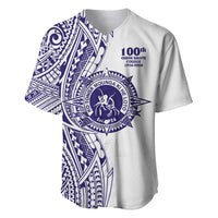 Tonga Queen Salote College 100th Years Baseball Jersey White Tonga Kupesi Uniquely Pacific Art - Polynesian Pride