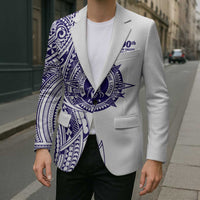 Tonga Queen Salote College 100th Years Blazer White Tonga Kupesi Uniquely Pacific Art - Polynesian Pride