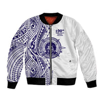Tonga Queen Salote College 100th Years Bomber Jacket White Tonga Kupesi Uniquely Pacific Art - Polynesian Pride