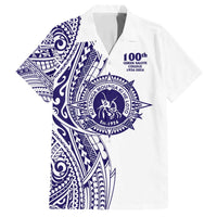 Tonga Queen Salote College 100th Years Family Matching Off Shoulder Short Dress and Hawaiian Shirt White Tonga Kupesi Uniquely Pacific Art - Polynesian Pride
