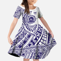 Tonga Queen Salote College 100th Years Family Matching Summer Maxi Dress and Hawaiian Shirt White Tonga Kupesi Uniquely Pacific Art - Polynesian Pride