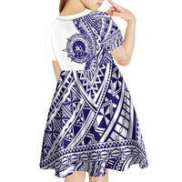 Tonga Queen Salote College 100th Years Kid Short Sleeve Dress White Tonga Kupesi Uniquely Pacific Art - Polynesian Pride