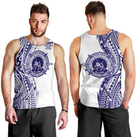 Tonga Queen Salote College 100th Years Men Tank Top White Tonga Kupesi Uniquely Pacific Art - Polynesian Pride