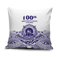 Tonga Queen Salote College 100th Years Pillow Cover White Tonga Kupesi Uniquely Pacific Art - Polynesian Pride
