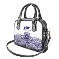 Tonga Queen Salote College 100th Years Shoulder Handbag White Tonga Kupesi Uniquely Pacific Art - Polynesian Pride