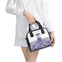 Tonga Queen Salote College 100th Years Shoulder Handbag White Tonga Kupesi Uniquely Pacific Art - Polynesian Pride