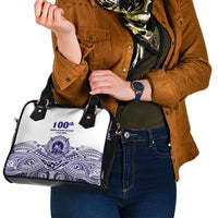 Tonga Queen Salote College 100th Years Shoulder Handbag White Tonga Kupesi Uniquely Pacific Art - Polynesian Pride