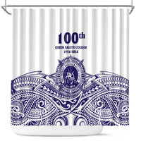 Tonga Queen Salote College 100th Years Shower Curtain White Tonga Kupesi Uniquely Pacific Art - Polynesian Pride