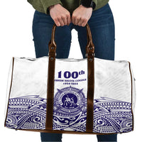 Tonga Queen Salote College 100th Years Travel Bag White Tonga Kupesi Uniquely Pacific Art - Polynesian Pride