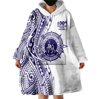 Tonga Queen Salote College 100th Years Wearable Blanket Hoodie White Tonga Kupesi Uniquely Pacific Art - Polynesian Pride