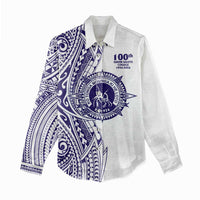 Tonga Queen Salote College 100th Years Women Casual Shirt White Tonga Kupesi Uniquely Pacific Art - Polynesian Pride