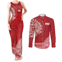 Samoa FAST Couples Matching Tank Maxi Dress and Long Sleeve Button Shirt Samoan Motif Patterns - Polynesian Pride