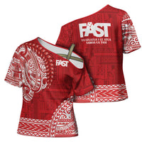 Samoa FAST Cross Shoulder Shirt Samoan Motif Patterns - Polynesian Pride