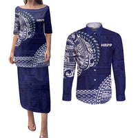 Samoa HRPP Couples Matching Puletasi and Long Sleeve Button Shirt Samoan Motif Patterns - Polynesian Pride