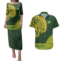 Samoa SUP Couples Matching Puletasi and Hawaiian Shirt Samoan Motif Patterns - Polynesian Pride