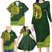 Samoa SUP Family Matching Long Sleeve Bodycon Dress and Hawaiian Shirt Samoan Motif Patterns - Polynesian Pride