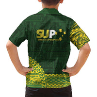 Samoa SUP Family Matching Off Shoulder Maxi Dress and Hawaiian Shirt Samoan Motif Patterns - Polynesian Pride