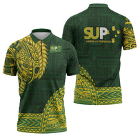 Samoa SUP Zipper Polo Shirt Samoan Motif Patterns - Polynesian Pride