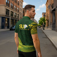 Samoa SUP Zipper Polo Shirt Samoan Motif Patterns - Polynesian Pride