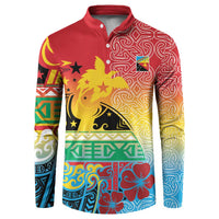 Personalised Torba PNG Day Button Sweatshirt Oro Tapa Pattern - Polynesian Pride