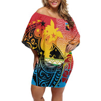 Personalised Torba PNG Day Family Matching Off Shoulder Short Dress and Hawaiian Shirt Oro Tapa Pattern - Polynesian Pride