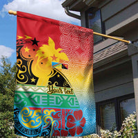 Personalised Torba PNG Day Garden Flag Oro Tapa Pattern - Polynesian Pride