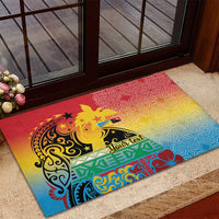 Personalised Torba PNG Day Rubber Doormat Oro Tapa Pattern - Polynesian Pride